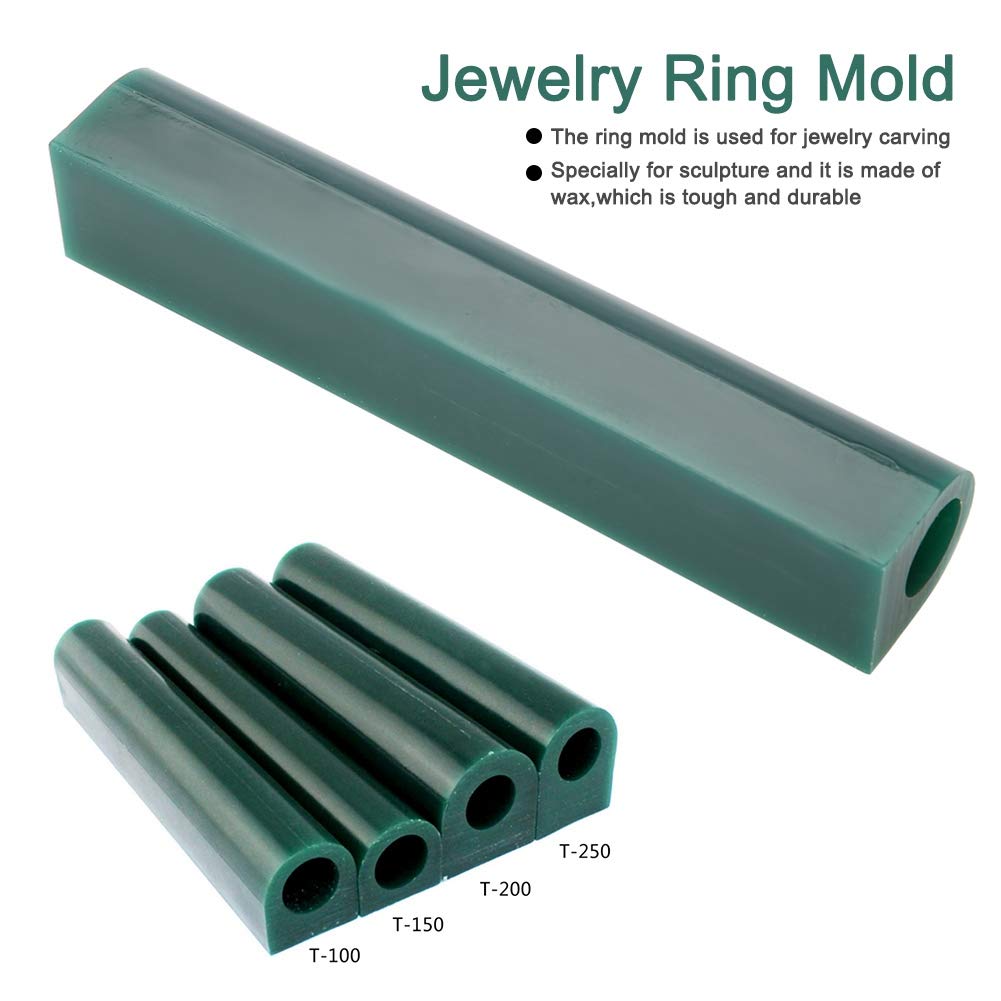 Tubo per colata di cera ad anello, stampo ad anello liscio per gioielli, cera verde dura, strumento di iniezione per tubo per colata di cera da intaglio, stampo in cera per decoupage, scultura in tubo