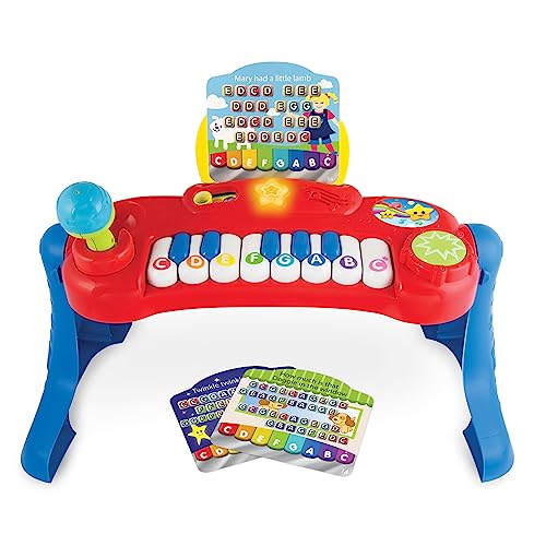 Winfun Baby Music Center for Toddlers 9+ Months 8-Note Piano with 3 Double-Sided Music Scores Adjustable Microphone Play-Along Tunes Free Play Mode Educational Music Toy for Boys & Girls