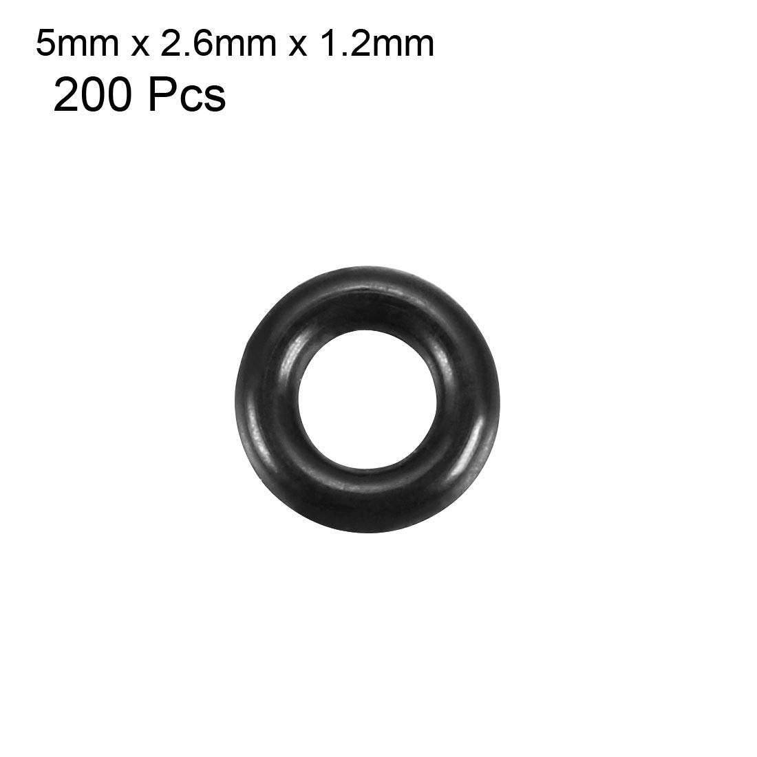sourcingmap Nitrile Rubber O-Rings, 5mm OD 2.6mm ID 1.2mm Width, Metric Sealing Gasket, Pack of 200 - Image 2