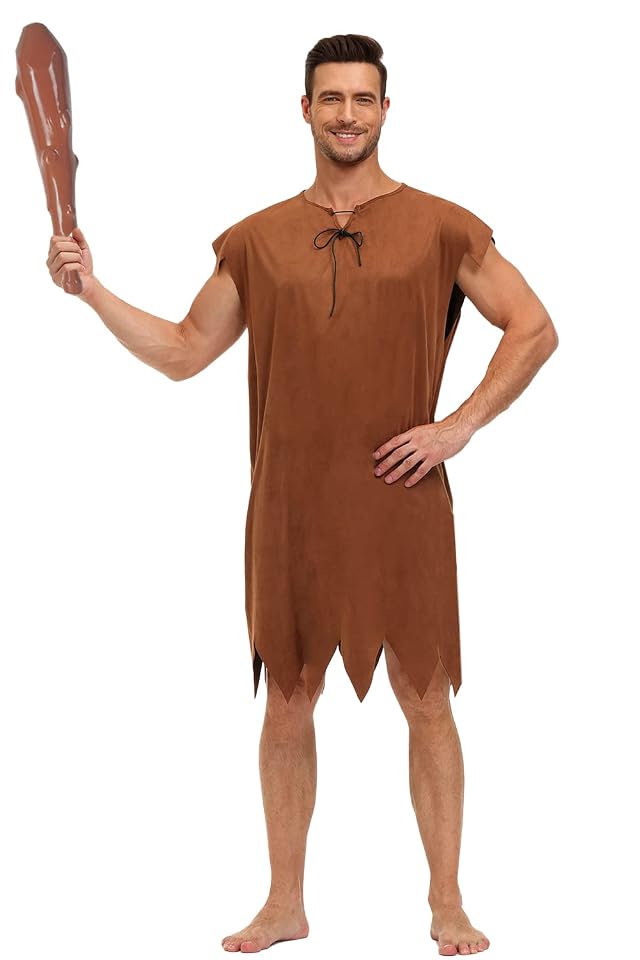 AOBUTE Adult Men Halloween Costume Brown Tunic with Tie Strings Party Outfit