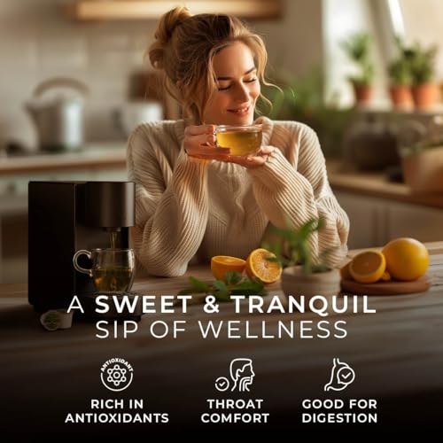 Gya Tea Co Honey Citrus Mint Herbal Tea Pod (16 Count)- Decaf Wellness Tea for Body Comfort & Relaxing