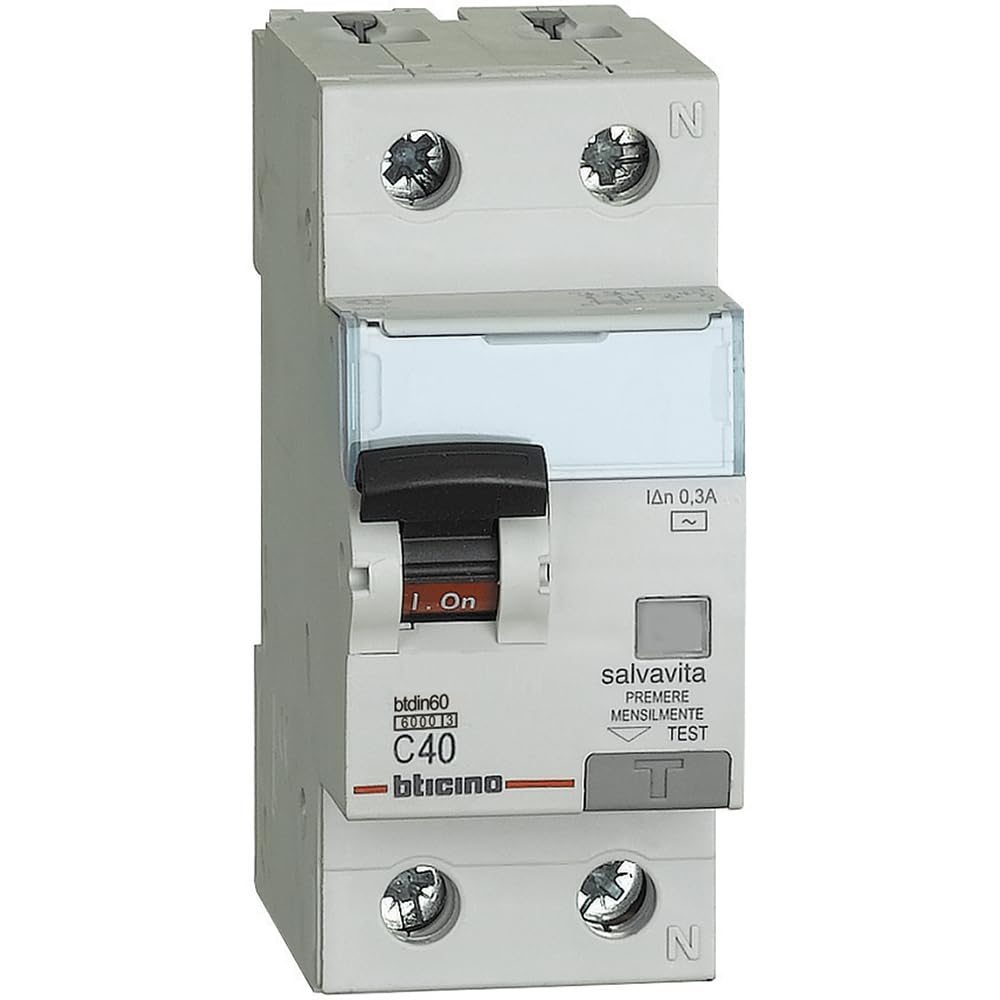 INTERRUTTORE DIFF. MAGNETOTERMICO 1P N 40A 6KA 300 MA BTICINO GN8814AC40