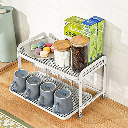 Cup Holder Drying Rack, Cup Mug Drying Holder Rack for Counter, Coffee Mug Rack 2 Tier, Coffee Cup Dryer Kitchen, Bottle Drying Rack, Mugs Organizer, Detachable Tray, Rustproof, Multifunctional