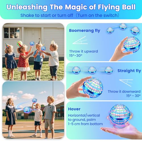 NWLAEWR Flying Orb Ball Toy, 2026 Upgrade Hand Controlled Hover Ball with LED Lights, 360° Rotating Boomerang Globe Cool Mini Drone, Ideal Birthday&Christmas Gift for Boys Girls-Bright Blue by NWLAEWR - Image 3