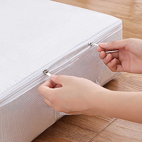 2-Pack Under Bed Storage Containers 58L Foldable Pvc Bag Large Capacity Storage Containers With Strong Zipper, 3 Reinforced Handles, Low Profile Underbed Storage Bins For Clothes, Blankets, Shoes #TOP6