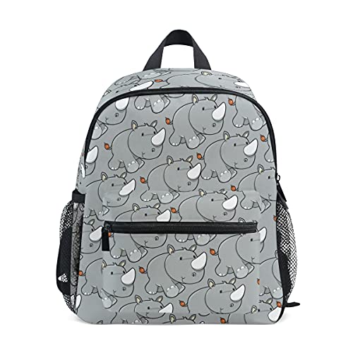Cute Rhino Baby Toddler Backpack for Boys Girls, Preschool Nursery Travel Bag with Chest Strap