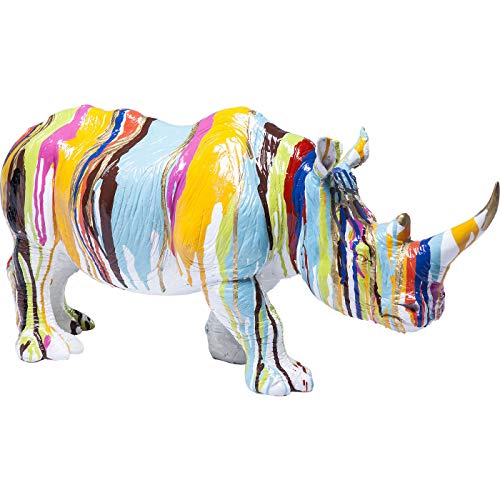 Kare Design Figurine décorative Rhino Colore, Multicolore, Animal Rhinocéros, Sculpture, Deco Interieur, Decoration Chambre, Salon, Maison, Cadeau, 26x55x17cm