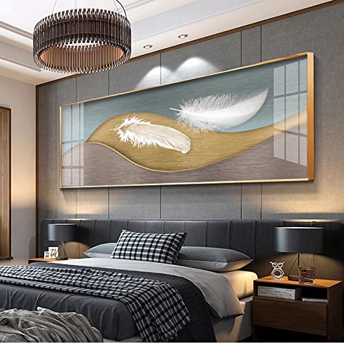 Peinture affiches et impressions sur toile salon abstrait plume dorée