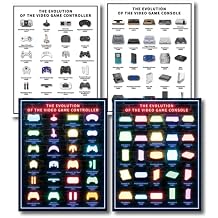 Noare 2 Piece Video Game Console & Remote Controller Poster for Teen Boy Room 11x14 Inch Funny Neon Style Gaming Posters Decor Unfarmed