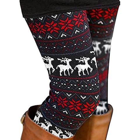 Fioeyr Christmas Reindeer Printed Leggings Cover