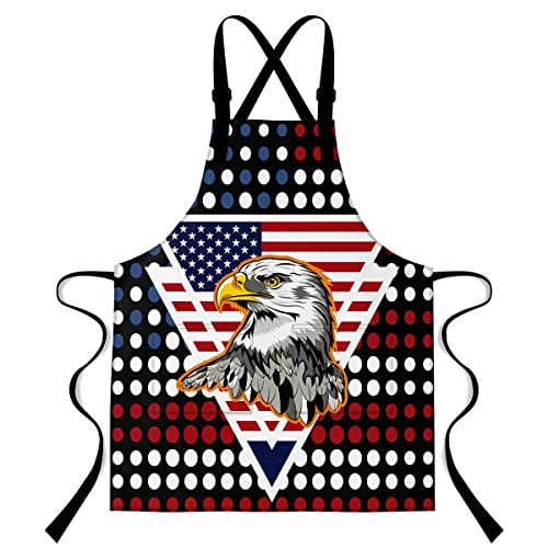 Lshymn Eagle Apron 33.4L X 27.5W Inches American Flag Themed Animal Bald Eagle Bib Apron For Home Kitchen Cooking Waitress Chef Apron Wqzymn12 #TOP25