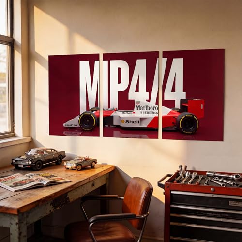 Image of SoulAbiti 3-Piece McLaren F1 Wall Art - Motorsport Legend Split Printed Poster Large Motorsport Triptych Posters - Racing Decor for Room, Garage & Office Decor (Senna & Norris Style)