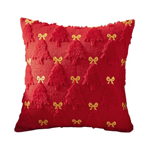 Fundas de cojín de Navidad de 18 x 18 pulgadas, fundas de cojín de piel sintética para dormitorio, sofá, salón, fundas de almohada bordadas en 3D para fiestas de invierno