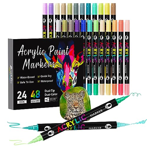 Sonlaryin Acrylic Paint Pens, 48 Colors Acrylic Paint Markers for...