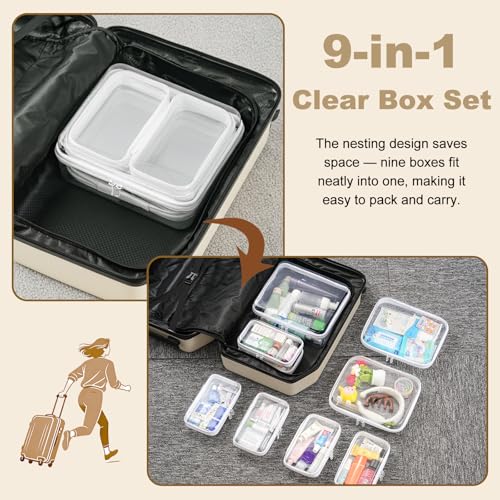 Zipper Pouches Nesting Set, Hard Shell Toiletry Bag (Tall M + 2M + 6S) - image 3