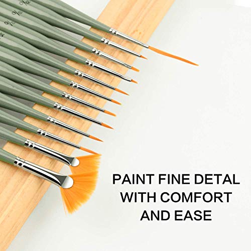 Detail Paint Brush Set, 12Pcs Fine Miniature Paint Brushes Kit With Fan Brush Perfect For Acrylic, Oil, Watercolor, Art, Scale, Model, Face, Paint By Numbers #TOP4