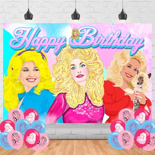 Parton Singer Happy Birthday Backdrop Music Banner...