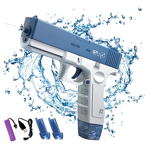 Electric Water Gun Automatic Water Squirt Guns with 58CC+58CC Large Capacity Water Toy Guns for Adults Boys Girls Summer Swimming Pool Party Beach Outdoor(Blue)