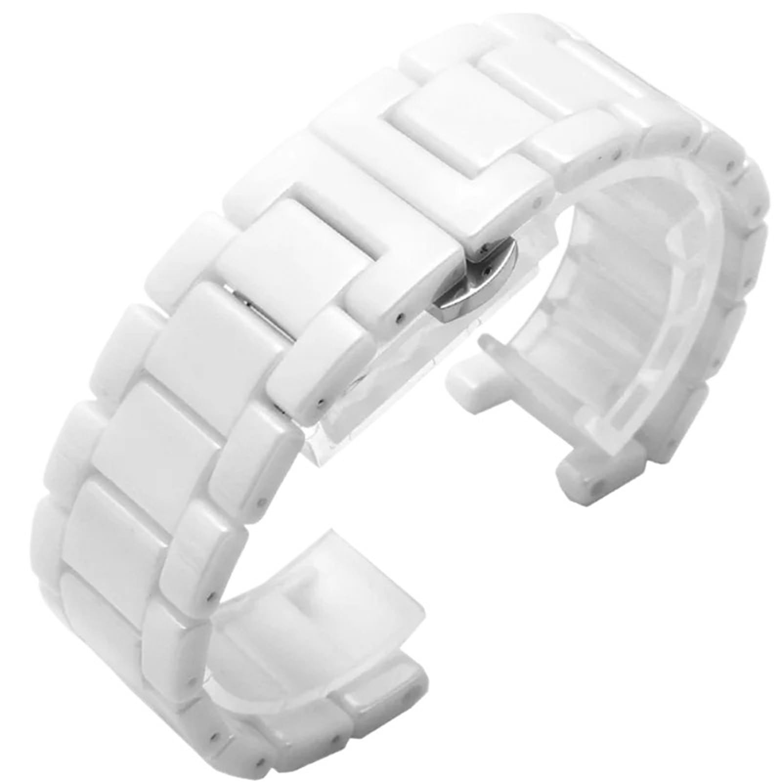 Correa de Reloj de cerámica cóncava de 20 x 11, 18 x 10 y 16 x 9 mm, Ideal para Hombres y Mujeres (Blanca, 20 mm)