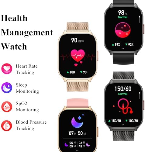 Popglory Smart Watch Women Men 2 Straps, 2.01" Smartwatch Make/Answer Call, Fitness Watch, Blood Pressure, Heart Rate, 100+ Sports Fitness Activity Tracker Step Counter for Android iOS