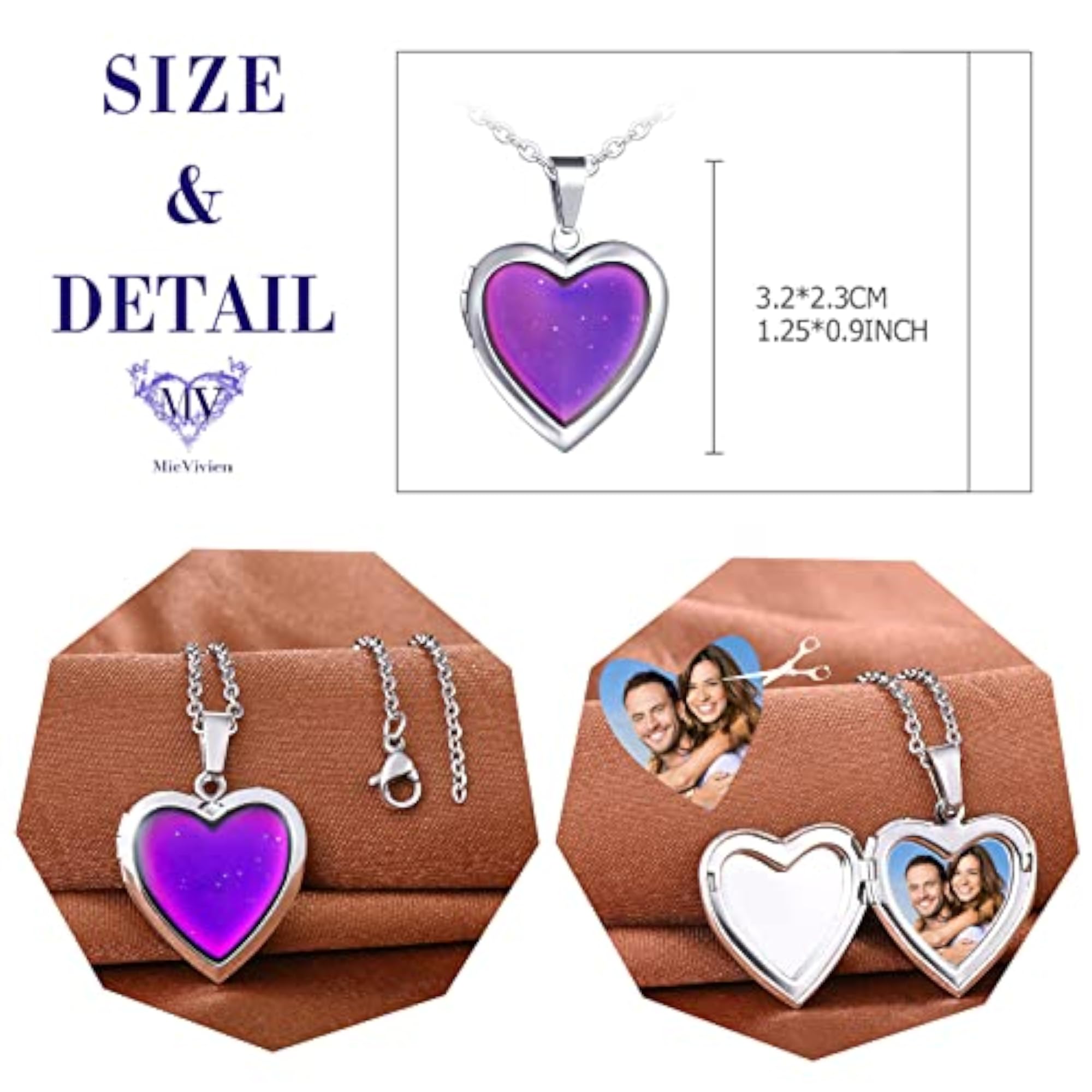 Children's Heart Locket Necklace with Color Changing Pendant