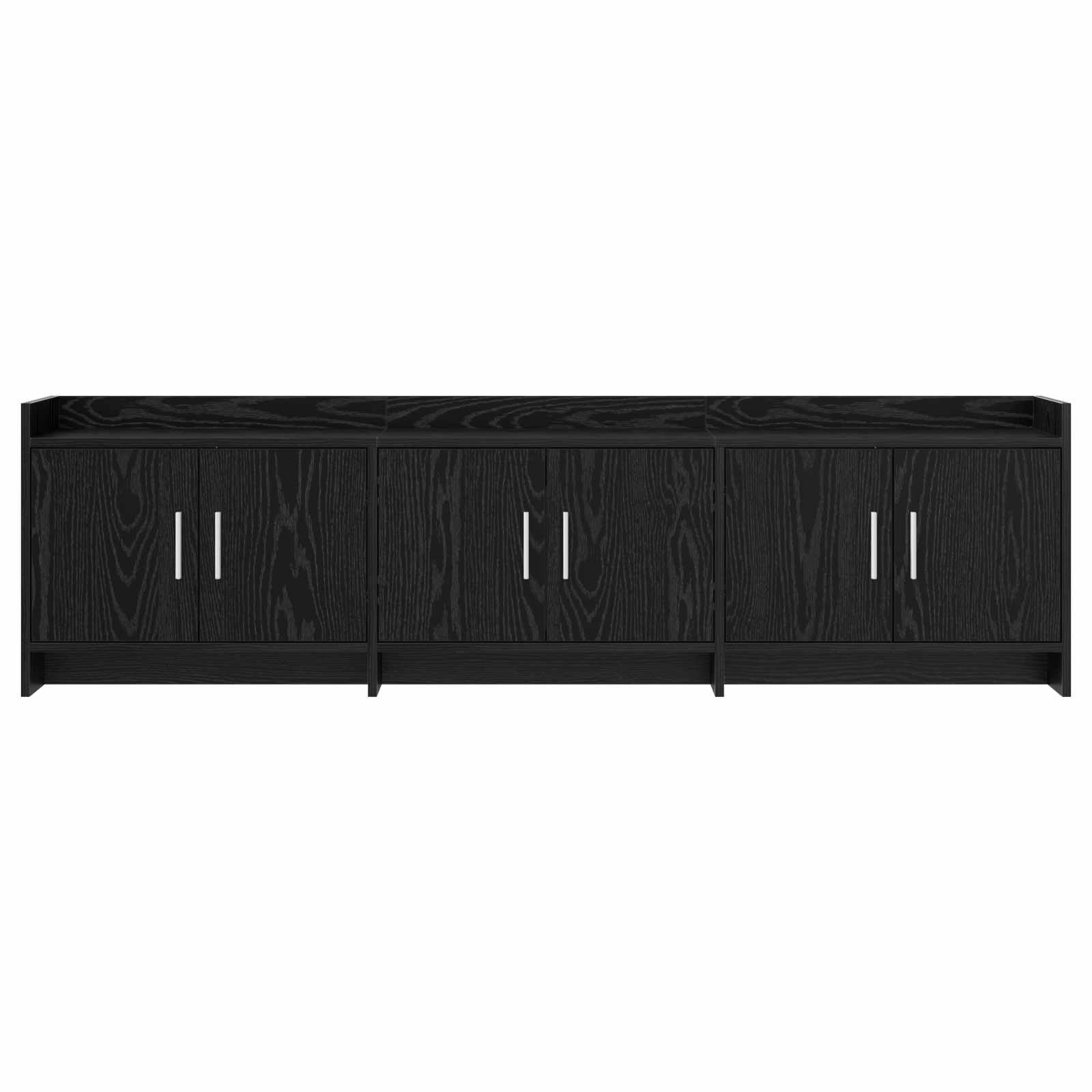 Szafka pod telewizor z materiału drewnopochodnego w kolorze czarnego dębu, 168 x 33 x 47 cm, szafka pod telewizor z 6 drzwiami, miejsce do przechowywania do salonu, gier i kina domowego