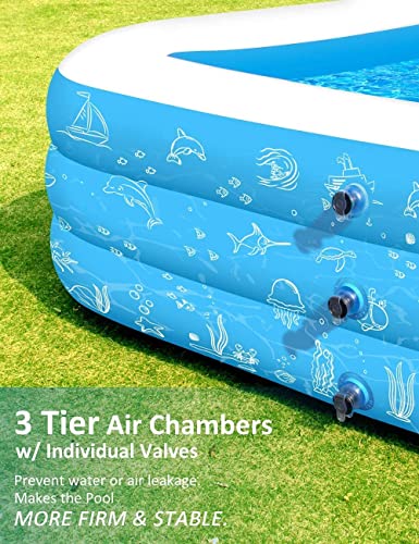 Inflatable Pool- 120\" X 72\" X 21\" Full-Sized Family Inflatable Swimming Pool for Adults Kids Kiddie (Age 3+), Easy Set Above Ground Pools for Outdoor, Backyard, Patio, Summer Water Party