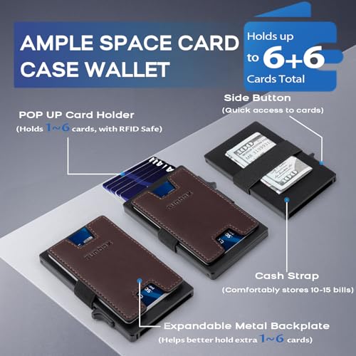 Image of RUNBOX Slim Wallet for Men, RFID Aluminum Pop-Up Card Holder for 12 Cards