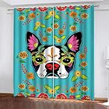 BRALEM Cortinas Salon Dormitorio Moderno Impresión Digital 3D Flor Animal Perro Cortinas Ventana Opacas Termicas Aislantes 2 Piezas con Ojales - Reduccion Ruido 280X260cm