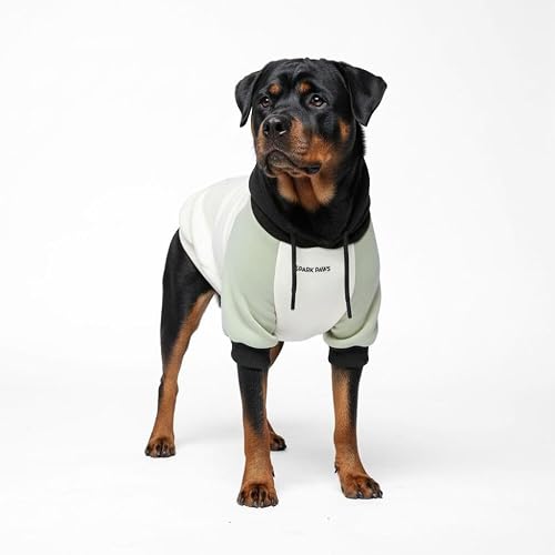 Spark Paws Bluza z kapturem dla psa - jakość premium, miękka maślana, najwyższy komfort i dopasowanie, uspokajający polar wnętrze, odpowiednia dla wszystkich ras - oliwkowo-kremowa, 4XL