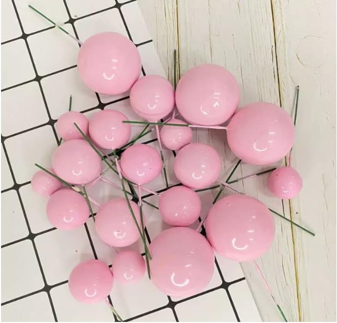 Image of Homebakers Mart Faux Balls Topper For Cake Decoration | Pack Of 20pcs | PINK | 4 sizes 2, 2.5, 3, 4 cm 5PC Each (PINK)