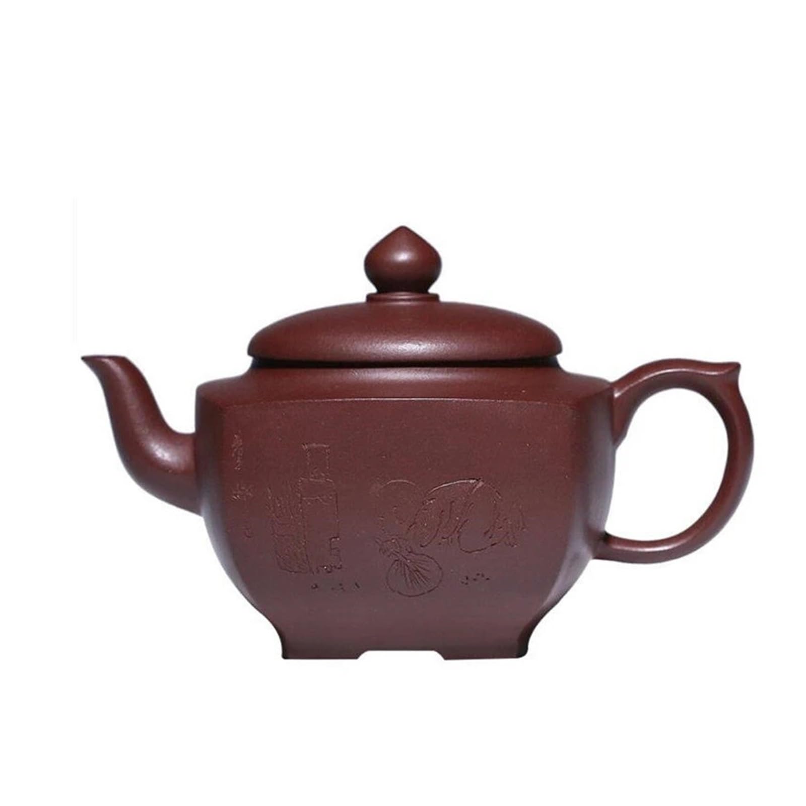 TYUHDUYUR 160ml Clay Teapots Handmade Tetragonal Tea Pot Dragon Blood Sand Kettle Chinese Zisha Tea Set (White Dinosaur Doodle4)