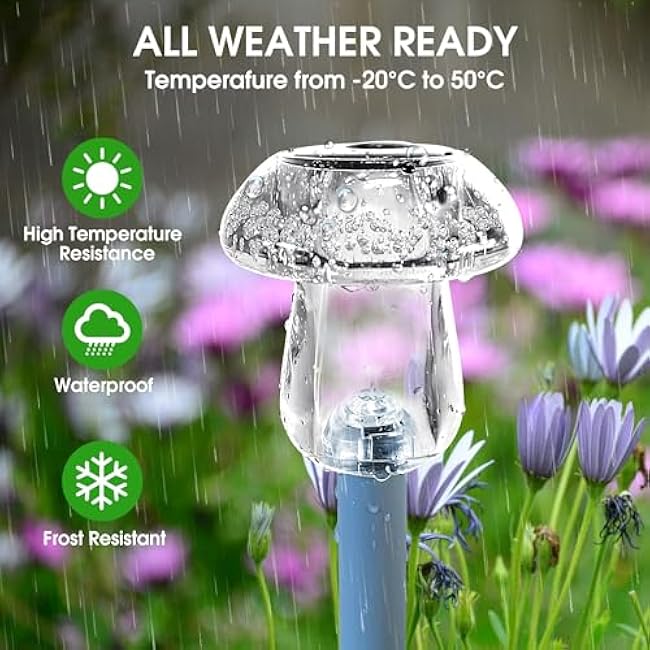 Solar Outdoor Lights, 8 Pack Waterproof Solar Mushroom Lights for Garden Yard Pathway Path Walkway Driveway Lawn Landscape Outside Decor£¨Warm White£©