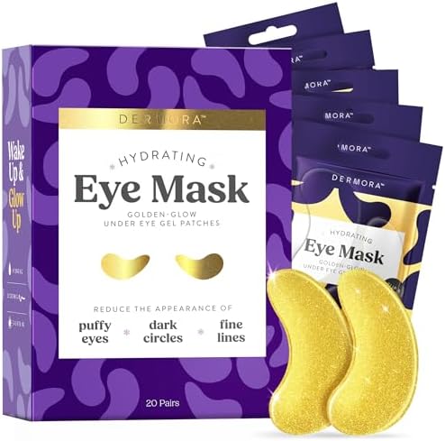 DERMORA Golden Glow Under Eye Patches - 20 Pairs Individually Packed