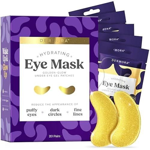 DERMORA Golden Glow Under Eye Patches - 20 Pairs Individually Packed