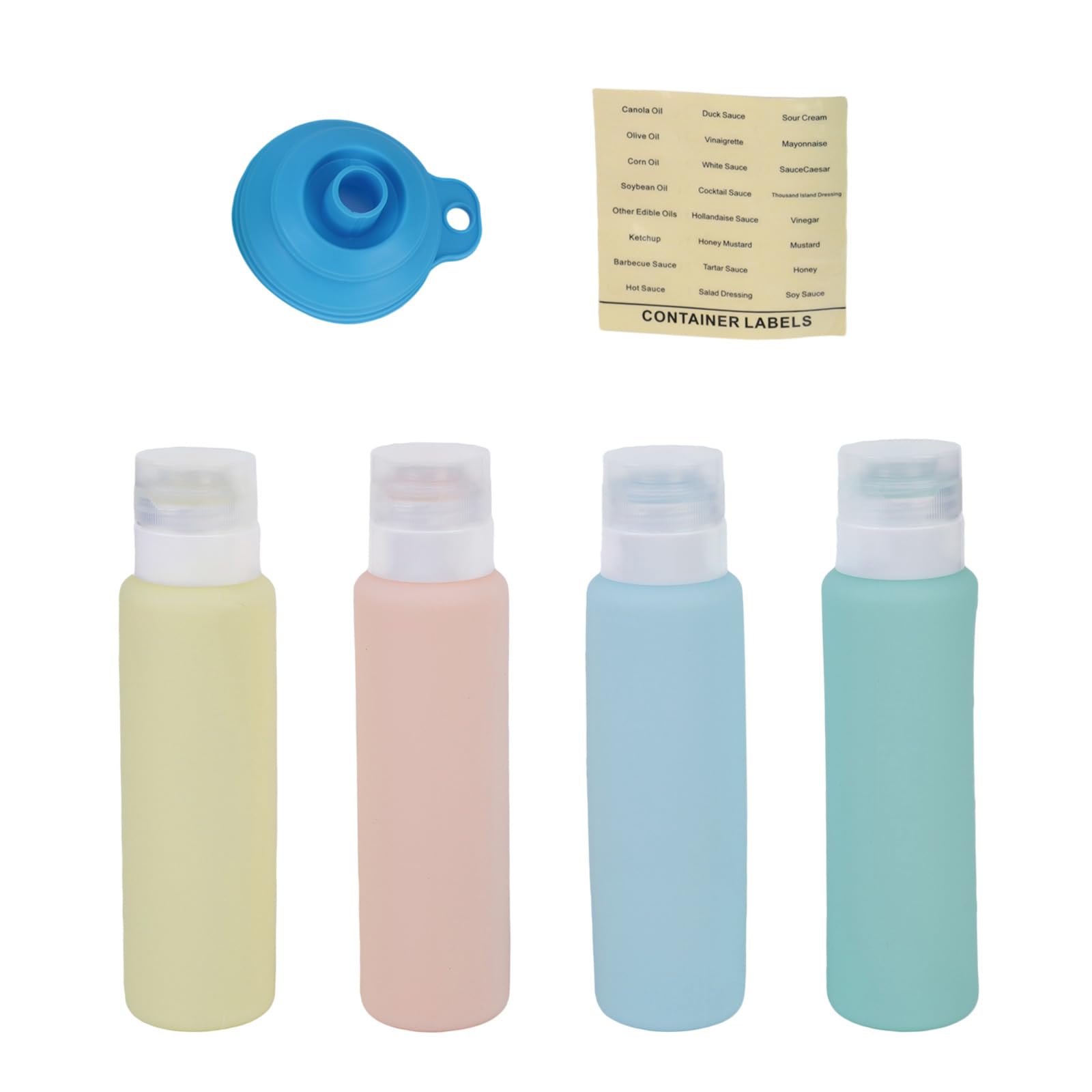 PANGBOER 4 dispenser per condimenti in morbido silicone, bottiglie da spremere, a tenuta stagna, per salsa, aceto e olio, adatte per la casa, e l ' uso esterno, bottiglie per salsa barbecue
