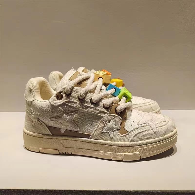 Low-Top Star Sneakers with Cute Charms - Wine Red Retro Chunky Platform Shoes Women & Girls, Comfy Y2K Kawaii Streetwear for Beach Travel, Festivals & Birthday Gifts2