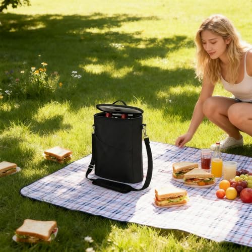Bolsa isotérmica impermeable para 2 botellas con correa ajustable para viaje 7