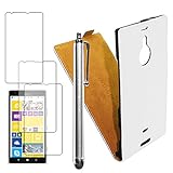 ebestStar - kompatibel mit Nokia Lumia 1520 Hülle PU Kunstleder Etui mit Klappe, Handyhülle Schutzhülle Hülle Cover + Stift +3 Schutzfolies, Weiss [Lumia 1520: 162.8 x 85.4 x 8.7mm, 6.0'']