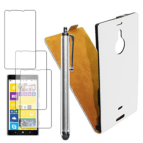 ebestStar - kompatibel mit Nokia Lumia 1520 Hülle PU Kunstleder Etui mit Klappe, Handyhülle Schutzhülle Hülle Cover + Stift +3 Schutzfolies, Weiss [Lumia 1520: 162.8 x 85.4 x 8.7mm, 6.0'']