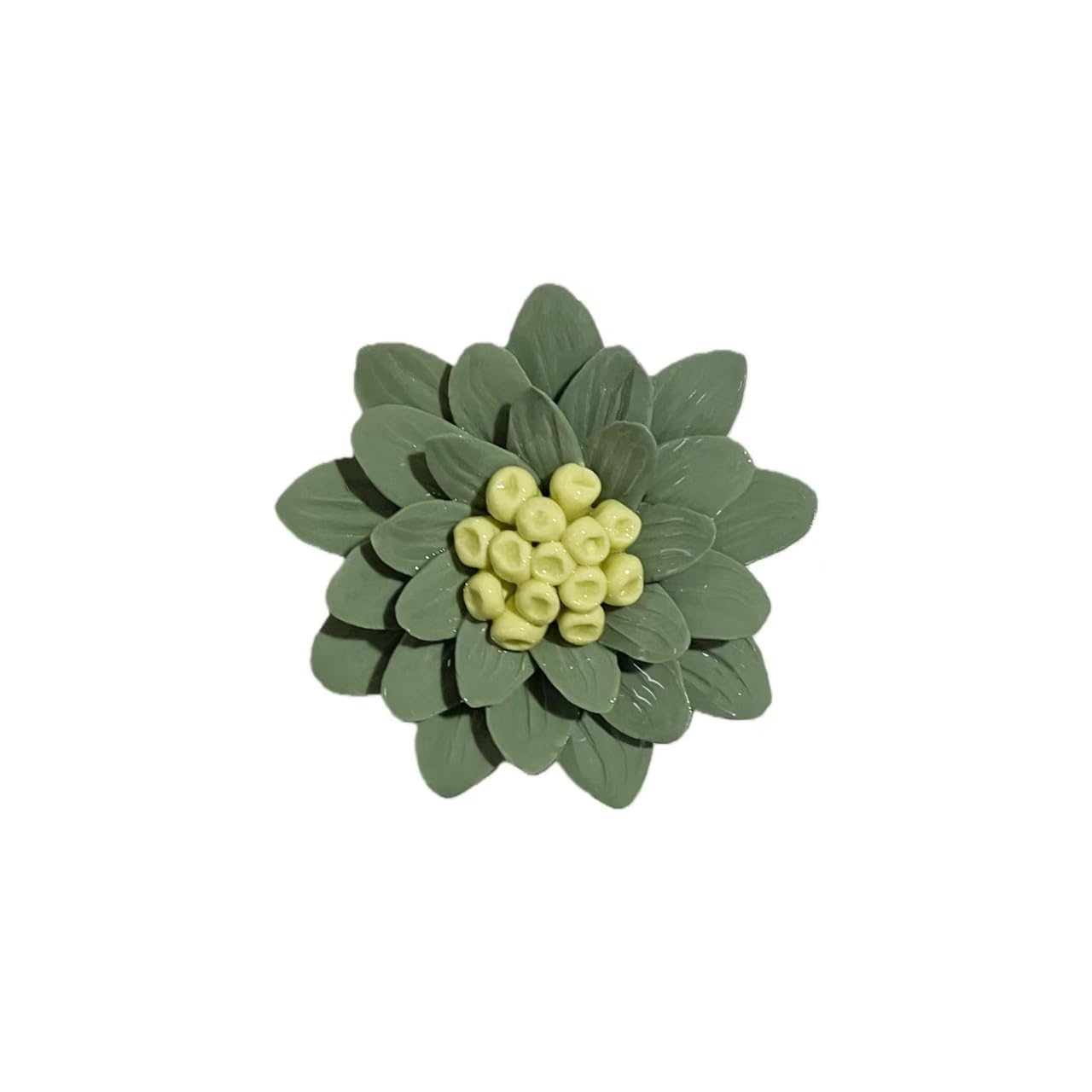 AMERRY Magritte Flower，Dark Green, 3.55" Handcrafted Ceramic Flowers Wall Art Décor, Vintage-Inspired Ceramic Bouquets,Whimsical Wall Ceramics,Elegant Blooms,Handmade Plant