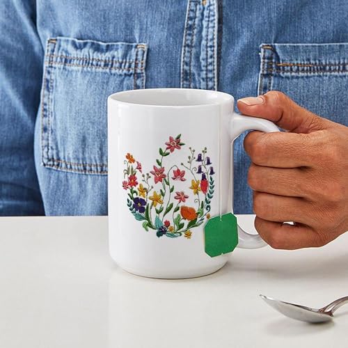 Taza Grande de Cerámica 15 oz con Diseño Bordado miniatura 4