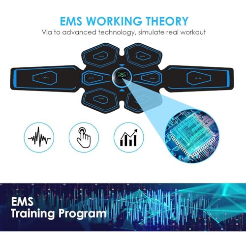 COODAY EMS Bauchtrainer Pro,EMS Bauchmuskeltrainer,Bauchmuskeln Stimulationsgerät 8 Modi & 19 Intensitäten für Bauch, Intelligentes Fitness,Unisex, Wiederaufladbar