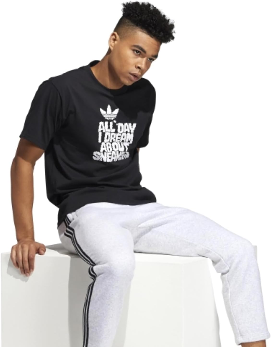 Adidas Men's All Day I Dream Short Sleeve T-Shirt, Black/White