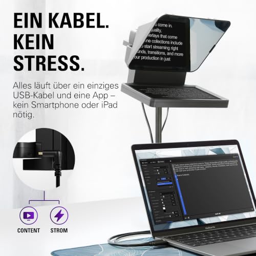 Elgato Prompter – Teleprompter mit integriertem Bildschirm für YouTube, Twitch, Zoom, Teams und mehr, unterstützt DSLR/Webcam/Smartphone, Drag&Drop-Monitoranzeige, funktioniert mit Mac/PC&Stream Deck