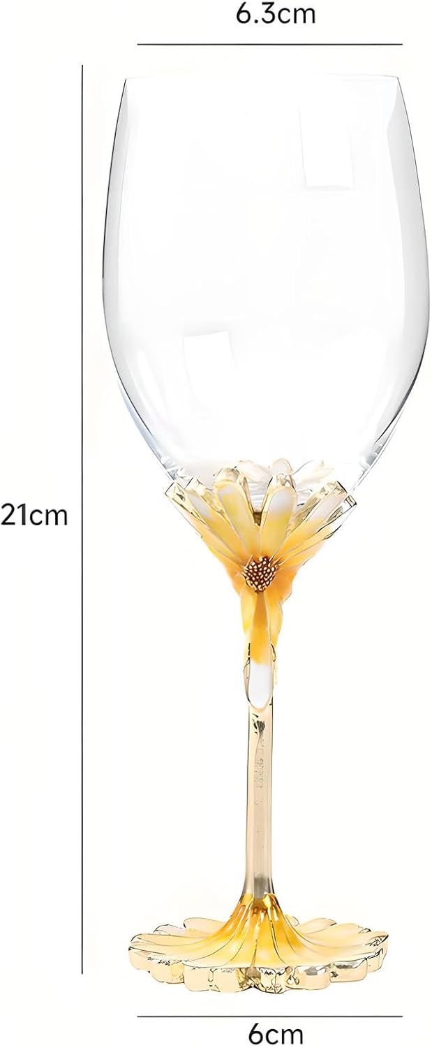 Simcat Handmade Painted Enamel Flower Glass Wine Glasses Transparent Refined Goblet, Stem For Cabernet, Gifts (pink single gift box,small flower) - Image 2