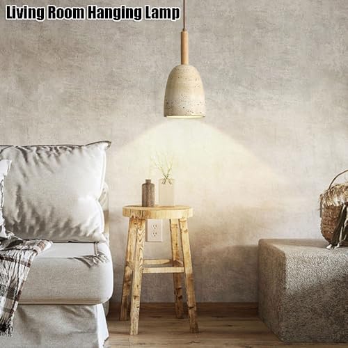 Lampe suspendue E27 style japonais, le plafonnier bois marbré idéal - 5