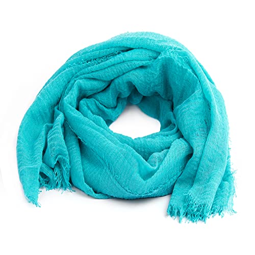 ...KARL LOVEN Fazzoletto da collo Donna Sciarpa spiegazzato Pashmina Stola, Giada, 1m90