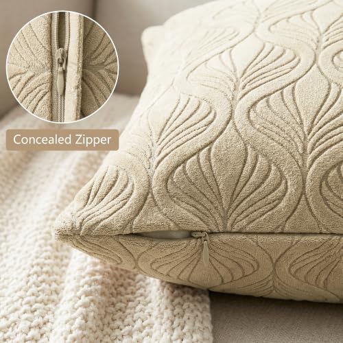 Image of Yellow Weaves Jacquard Cushion Covers | Sofa Cushion Covers | Throw Pillow Cover for Sofa, Couch, Living Room| Removable & Washable | 16x16 Inches, Set of 5 (Beige)