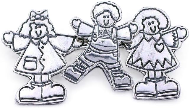 EFS Moving Boy Girl Kids Children Pure .925 Sterling Silver Pin Brooch 4100